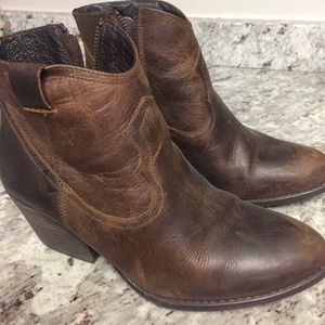 Brown leather ankle boots